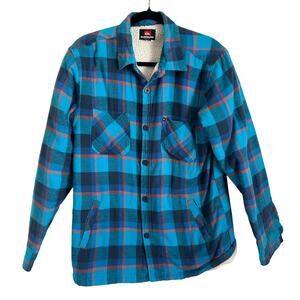 Quiksilver Men's Small Blue Plaid Sherpa Lined Shacket
